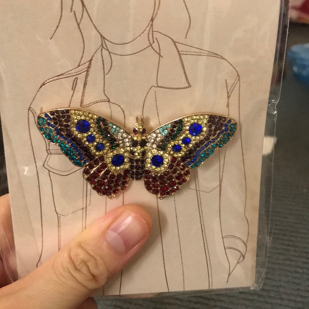 Butterfly and sushi brooches